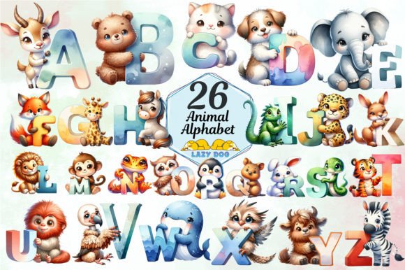 Download Animal Alphabet Sublimation Graphic Collection - Sublimation graphic Collection