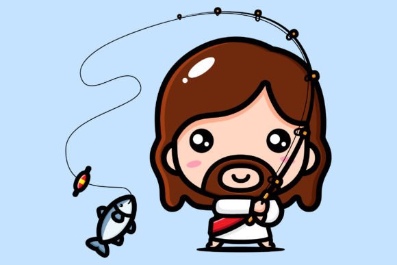 Download Cute Design of Jesus Fishing - Cute design Collection